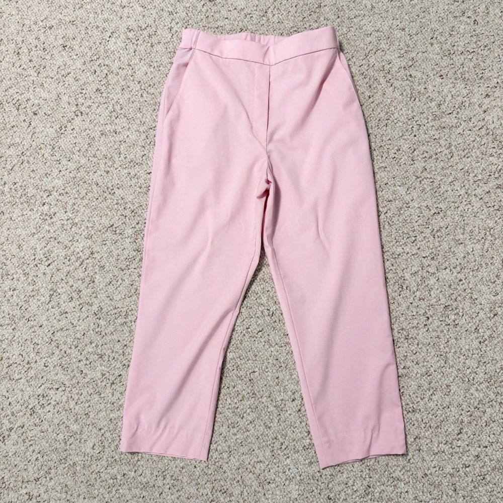 St. John Light Pink Women’s Work Elastic Cropped Pants Trousers